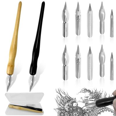 Lot de 5 stylos de calligraphie avec support, 125 mm, 2 couleurs diff�rentes
