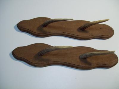 chasse petit  r�telier bois   et pointes de bois cerf  art populaire  2 place