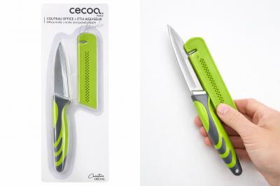 Couteau d office avec �tui aiguiseur int�gr�   Lame inox   S�curis� & pratique