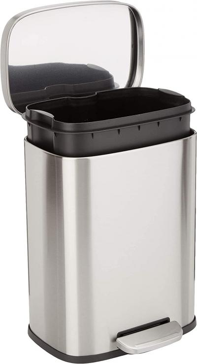 Poubelle Rectangulaire Antitache � P�dale Pour Salle De Bain, Chambre Ou Salon,