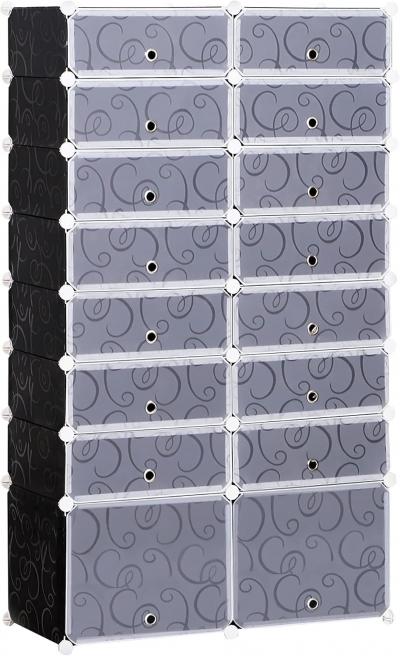 Armoire � Chaussures Modulable Range Chaussures L 95 X L 37 X H 160 Cm 14 Cubes