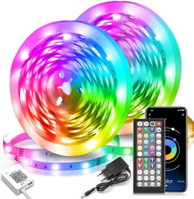 Ruban LED 30M RGB Bande LED Chambre, APP Et T�l�commande, Synchronisation De La