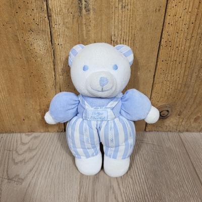 Peluche Ours Tartine et Chocolat Bleu Blanc 20cm Grelot Int�gr� Doudou B�b�