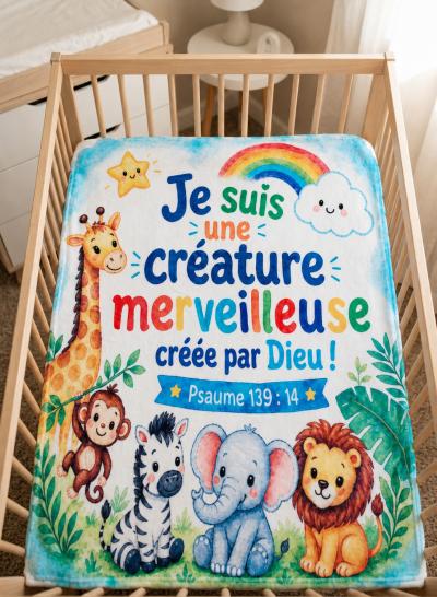 Plaid personnalis� b�b� enfant 75 x 100 cm J�sus Dieu Bible chr�tien verset doux