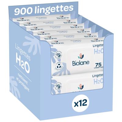BIOLANE  Lingettes b�b� � l'eau  900 Lingettes  Lot de 12x75  Nettoyage doux ...
