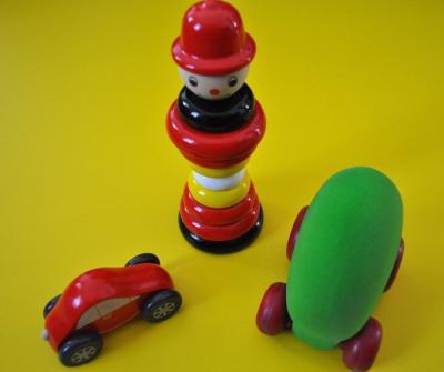 Jouets b�b� Jeu Anneaux � empiler V�hicule mousse Voiture bois   Green baby toys
