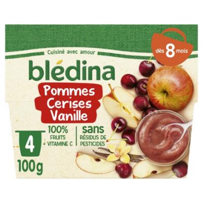 lot 3 Compote b�b� d�s 8 mois Pomme Poire Mandarine BLEDINA (12 pots de 100 gr)