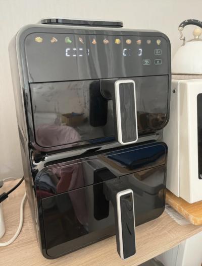 Friteuse Air Fryer Double Panier XXL Sans Huile  Cuisson Simultan�e  Noir Design