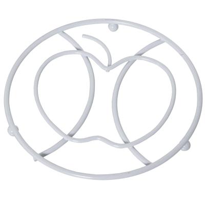 Dessous de Plat Rond en m�tal Pomme Blanc 17 x 17 x 2 cm