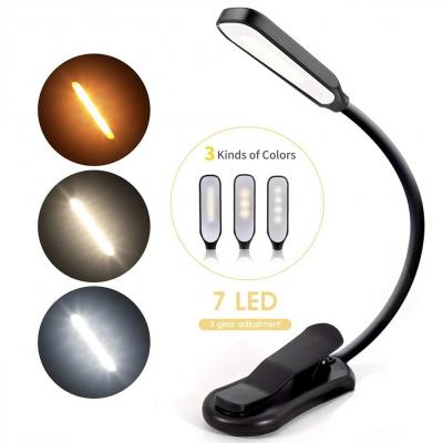 Mini Lampe de Lecture 7 LED 3 niveaux Chevet Liseuse USB Rechargeable Flexible