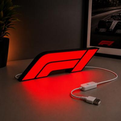 Lampe LED F1 USB Rouge   Logo Formula Style   D�co Bureau Garage Gaming LED