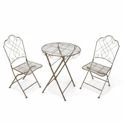 Ensemble table et 2 chaises pliantes fer 36x50x90cm