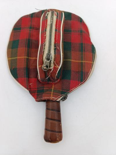 Raquette de tennis de table vintage Marco   housse �cossaise   3 balles ancienne
