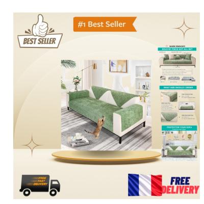 Housse de Canap� L en Chenille Douce, Antid�rapante   Confort et Style   Shanna