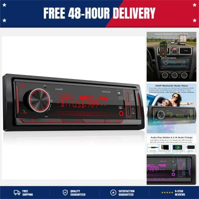 Single Din Stereo Marine Radio: Bluetooth Car Audio Receivers with Digital LCD D