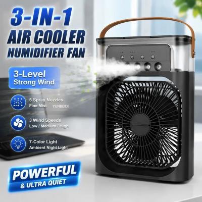 Mini Refroidisseur d'Air 3 en 1 Ventilateur Humidificateur USB Portable 7 Couleurs LED Veilleuse 600ML
