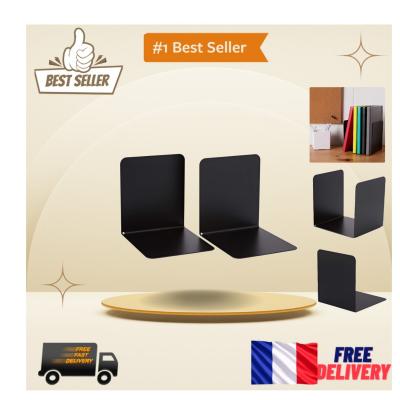 Serre Livres en M�tal Noir 130 x 140 mm   Design Moderne et Durable, 2 pi�ces