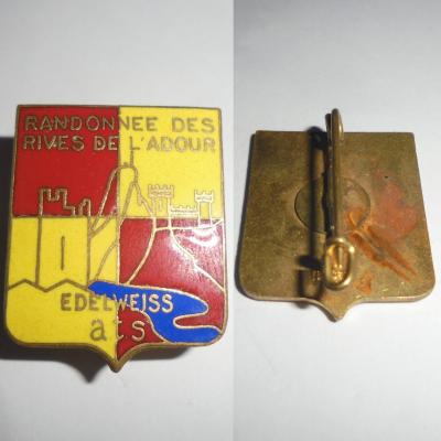INSIGNE BROCHE VELO CYCLISME RANDONNEE DES RIVES DE L'ADOUR EDELWEISS ATS TARBES