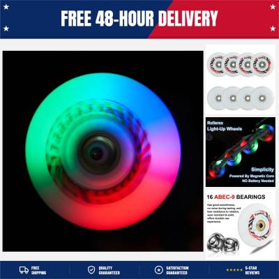Roller Blade Wheels 70mm Inline Skate Wheels with Bearings ABEC 9, Light Up Roll