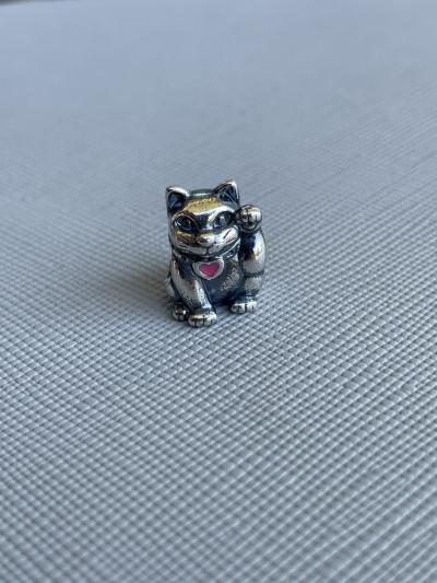 Pandora Charm Chat Porte Bonheur 790989EN05 Argent 925 Lucky Cat �mail Retir�