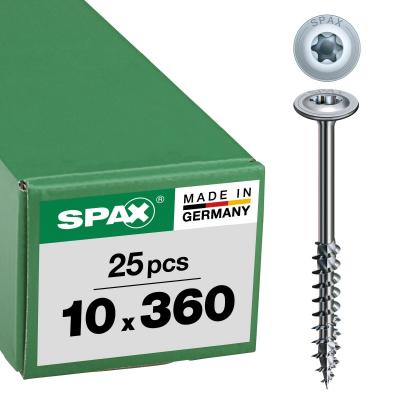 construction bois t�te disque, 10 x 360 mm, 25 pi�ces, filetage partiel