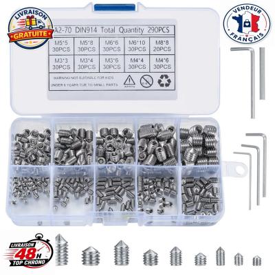 Vis sans t�te hexagonale M3-M4-M5-M6-M8 en acier inoxydable   290 pi�ces