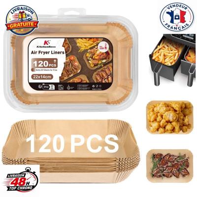 KitchenBoss Papier Cuisson Air Fryer   120 Feuilles 22x14cm