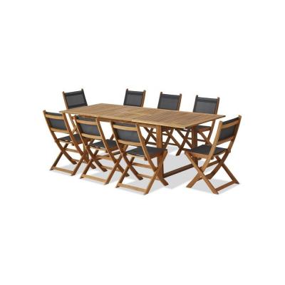 Ensemble repas de jardin   Table extensible   8 chaises   Bois d'acacia   8