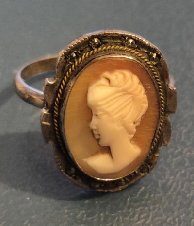 Bague argent avec Cam�e, taille 50-52