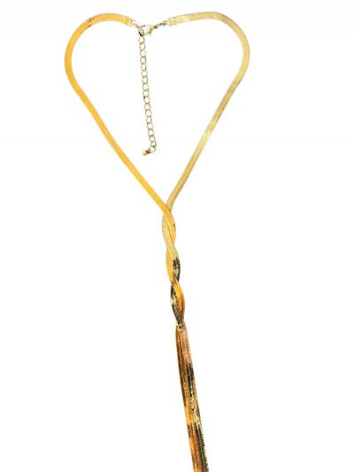 Collier maille serpent torsad�e dor�, 50 55 cm   Style chic et moderne