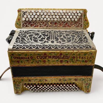 Accord�on Rogledi Stradella Italie Rare Vintage Button Accordion For Repair 1930