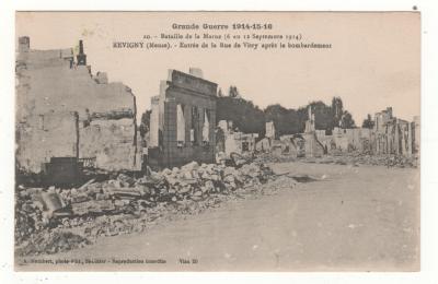 CPA 55   REVIGNY : RUE DE VITRY BOMBARD�E (MEUSE) MILITARIA   VERDUN 1914 1918