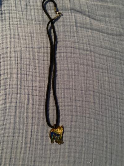 collier avec un loup qui change de couleur en fonction de la temperature