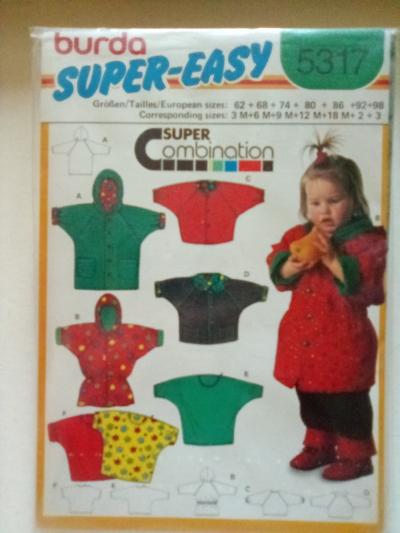 patron de couture BURDA EASY N�5317 SUPER COMBINAISON T SHIRT ENFANT 62-98 MOIS