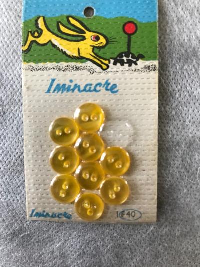 LOT DE 10 BOUTONS DE COUTURE JAUNE NACRE 10 mm IMINACRE