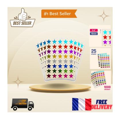 Lot de 1000 Autocollants �toiles Brillants   Id�al pour Enseignants et Parents