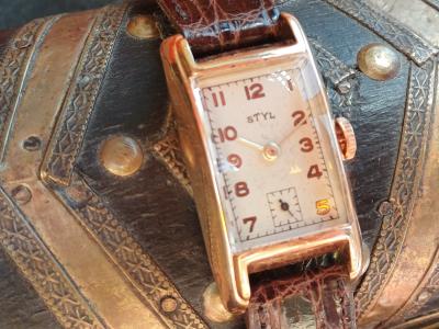 Montre suisse m�canique homme STYL tank pl OR ETA 735 croco   r�vis�e garantie
