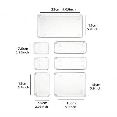 Lot de 7organisateurs tiroirs transparents rangement bureau maquillage plastique