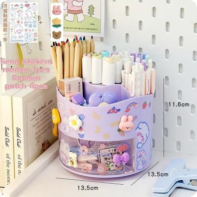 Organisateur bureau rotatif pot � crayons avec tiroir rangement papeterie Kawaii