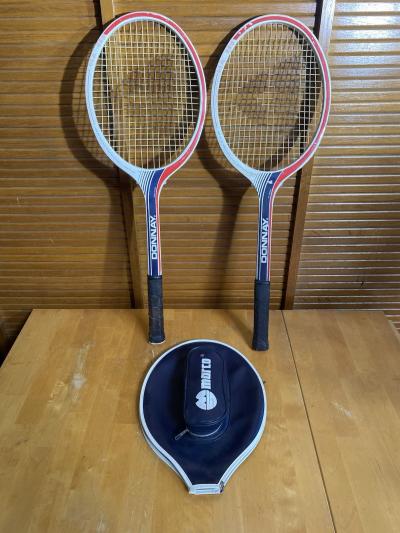 Paire Raquette Tennis Ancienne DONNAY GLM 680 Bois   Housse MARCO Vintage #E223