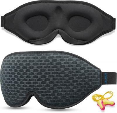 Masque Sommeil Noir Bloque Lumi�re Homme Femme Soie Glac�e 30g bouchons oreilles