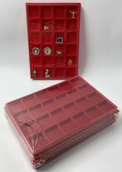 Lot 7 plateaux � cases feutrine avec couvercle - f�ves min�raux figurines lego