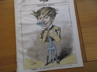 JOURNAL LE SIFFLET N� 119 1874 PANTHEON MEYER L' HOMME A LA FOURCHETTE CARICATUR