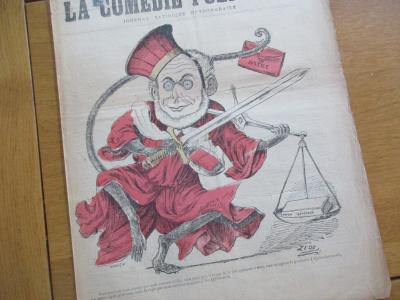 JOURNAL AFFICHE  LA COMEDIE POLITIQUE N� 166 1882 ZEDE LA JUSTICE UNION GENERALE