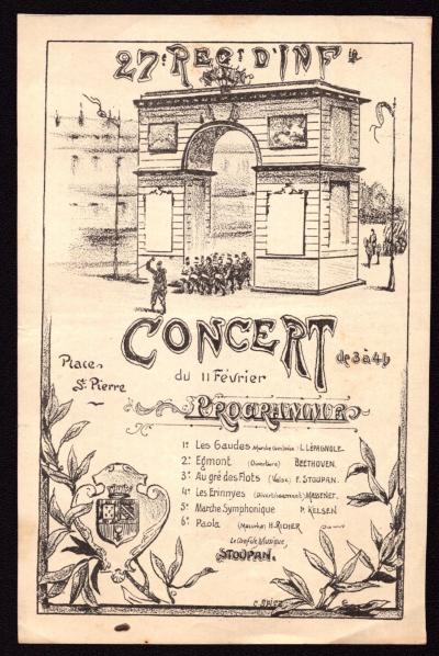 Programme. Militaria. 27e R�giment d'Infanterie. Vers 1900. Epinal