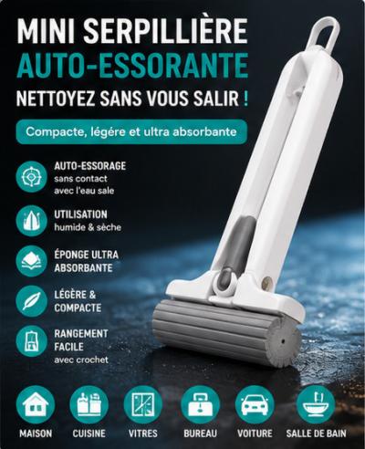 Mini Serpilli�re Auto Essorante �ponge Portable Nettoyage Cuisine Vitres Bureau
