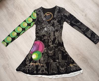Robe Desigual noire motifs champagne nacr� taille S tr�s bon �tat