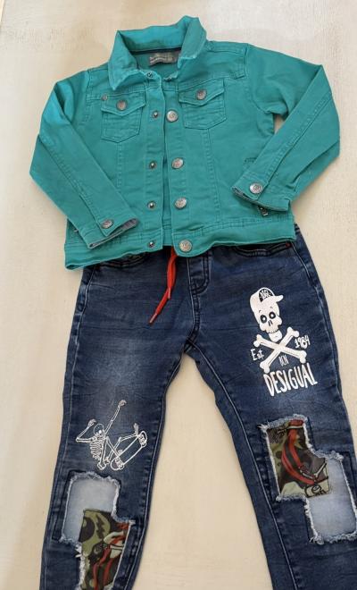 Desigual Boys  Jeans & Orchestra Green Denim Jacket Outfit Set Ensemble age 3