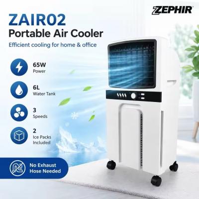 Refroidisseur d'air portable 6L, climatiseur �vaporatif 65W, 3 vitesses, ventila