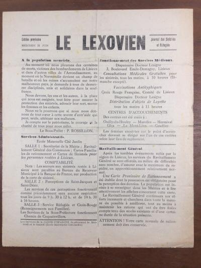 Lisieux bombard� Juin 1944 Rare Journal Le Lexovien Calvados Touraud WW2 Mori�re